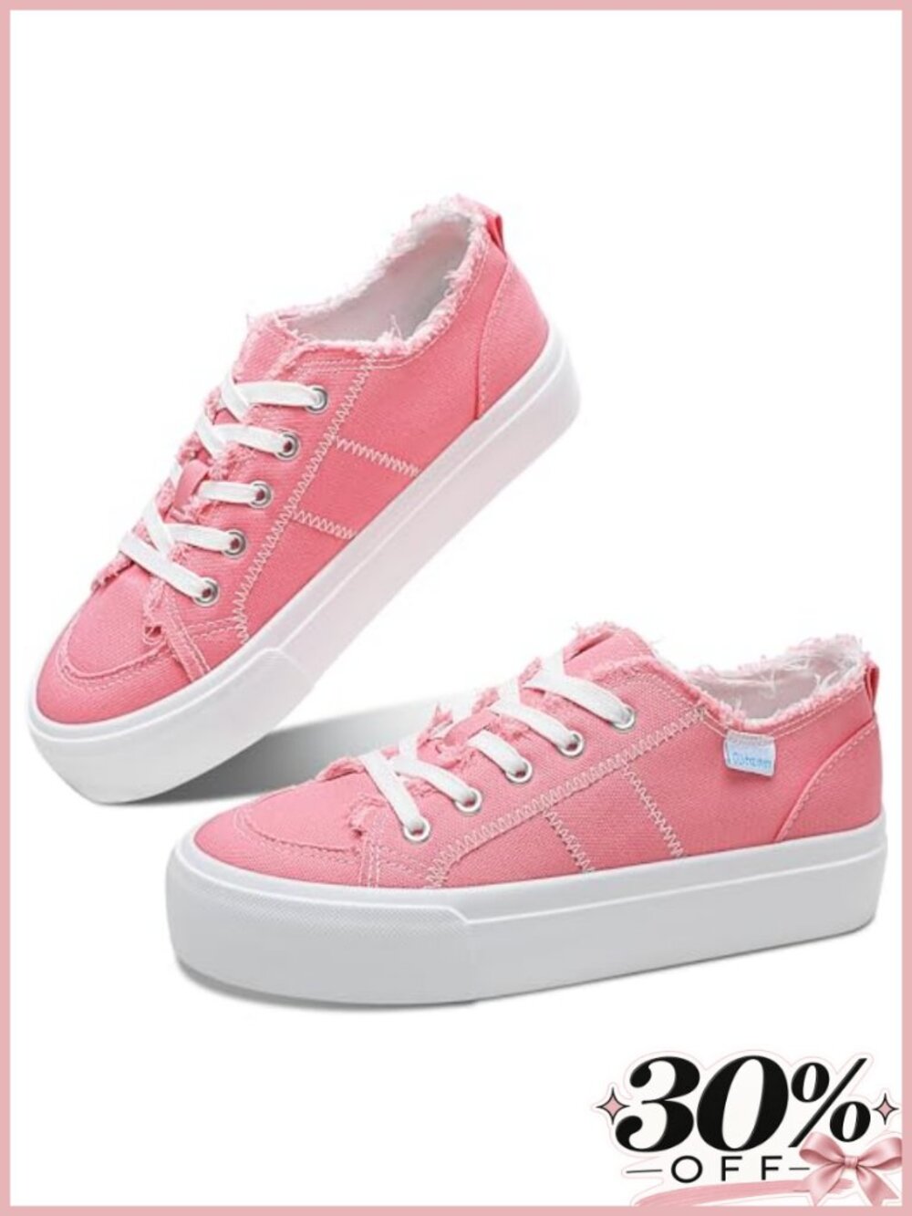 Platform Canvas Sneakers Low Top Lace Up Walking Shoes